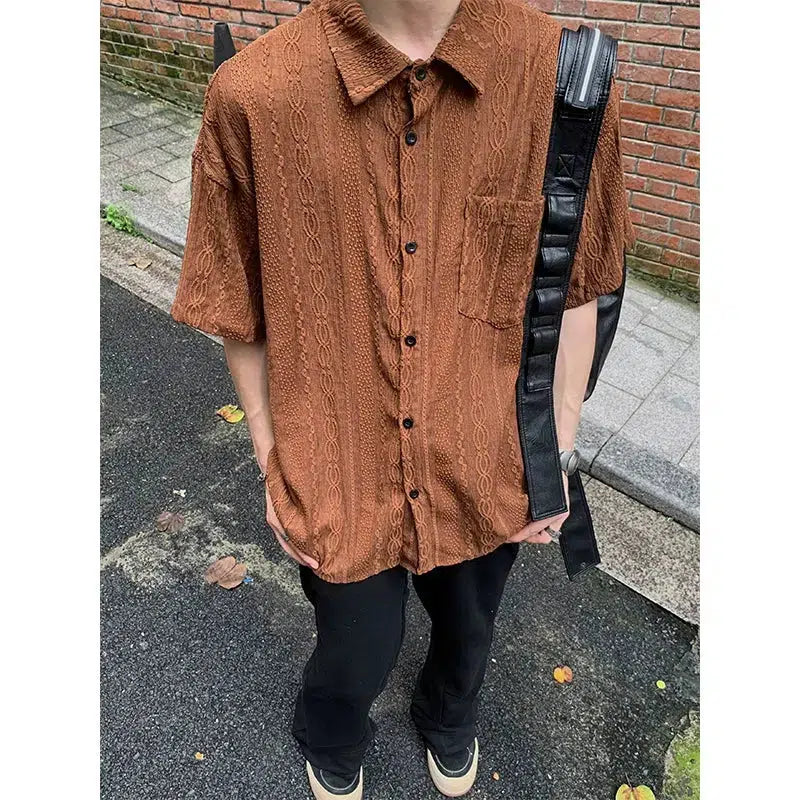 Brown Short-sleeved Shirt