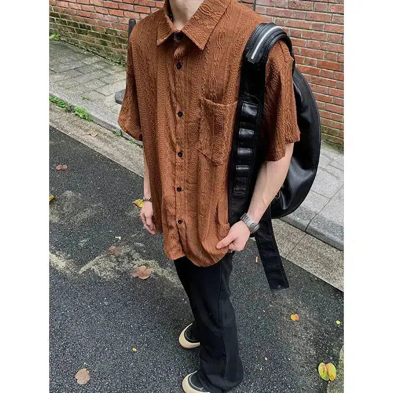 Brown Short-sleeved Shirt