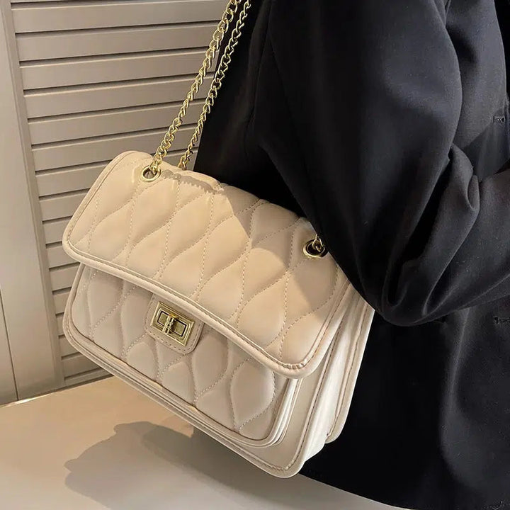 Buckle Closure Quilted Small Square Bag