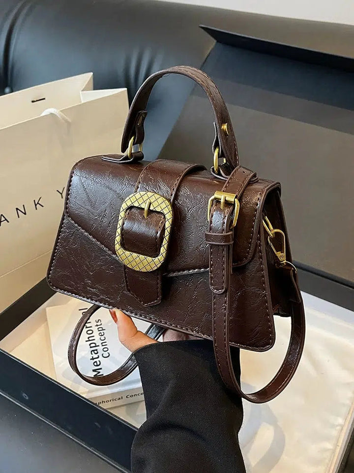 Buckle Leather Small Square Bag