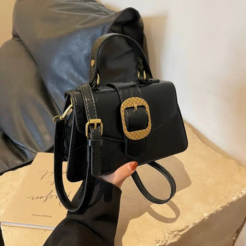 Buckle Leather Small Square Bag