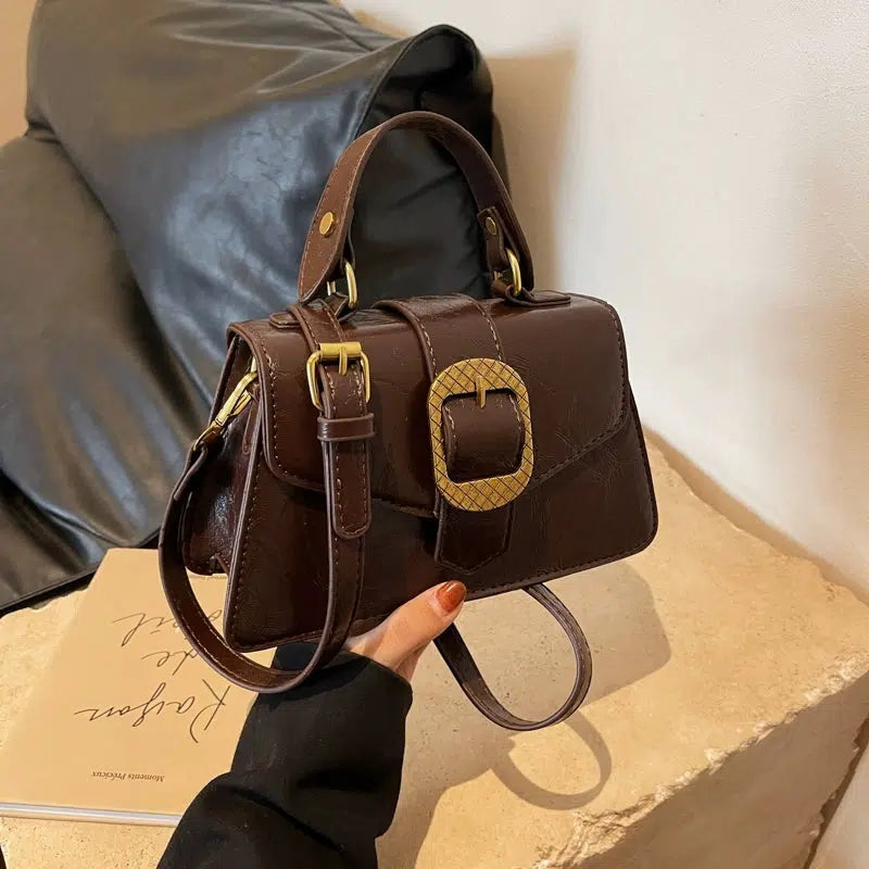 Buckle Leather Small Square Bag