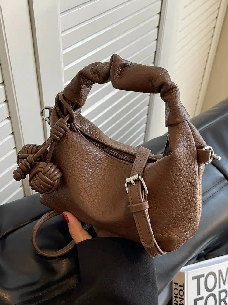 Buckle Straps Knotted Handle Mini Bag