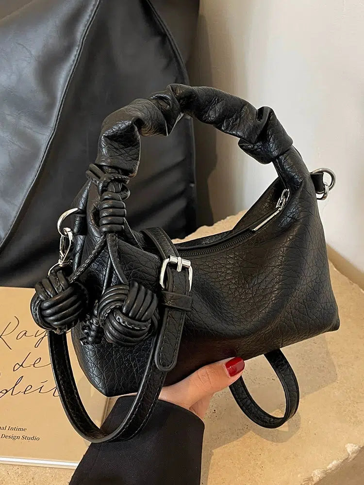 Buckle Straps Knotted Handle Mini Bag