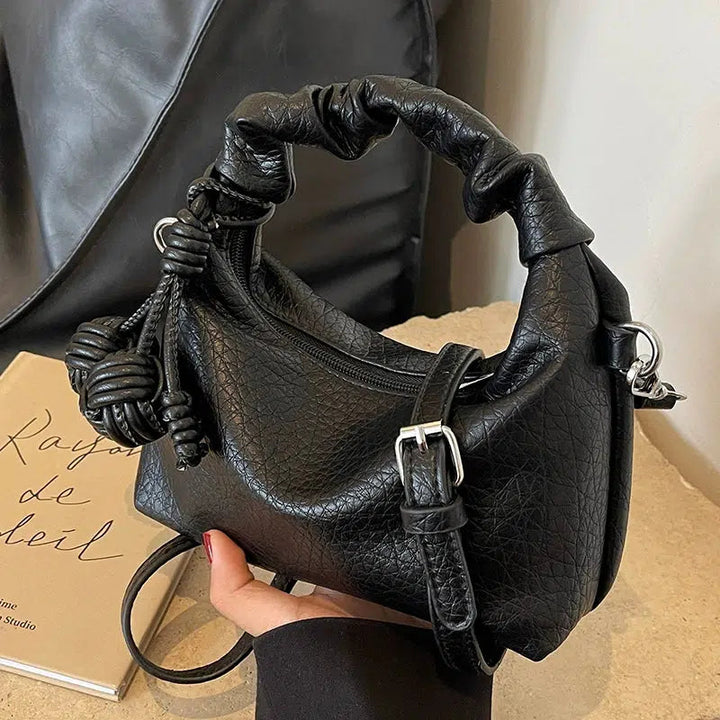 Buckle Straps Knotted Handle Mini Bag