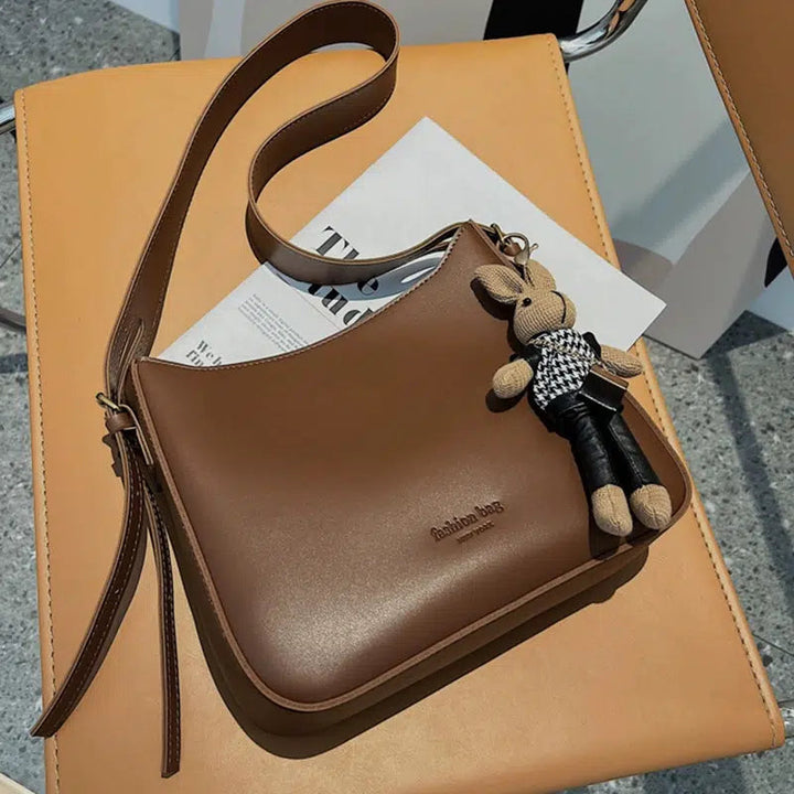 Bunny Charm Leather Shoulder Bag