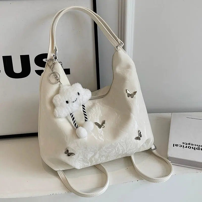 Butterfly-Embellished Shoulder Bag