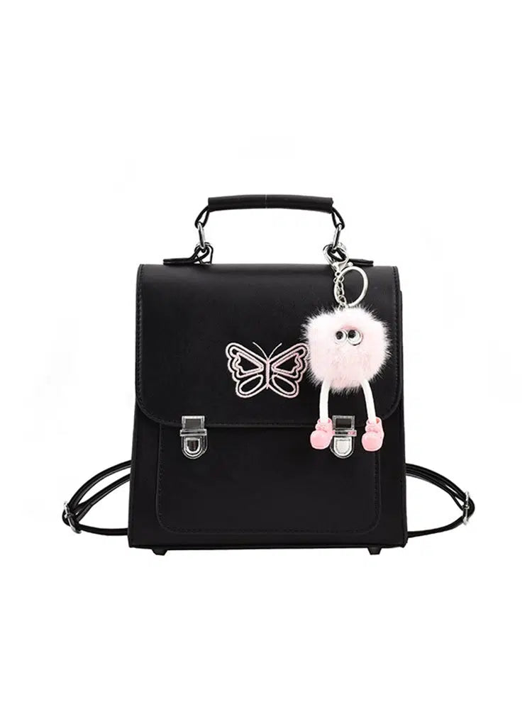 Butterfly Embroidered Leather Backpack