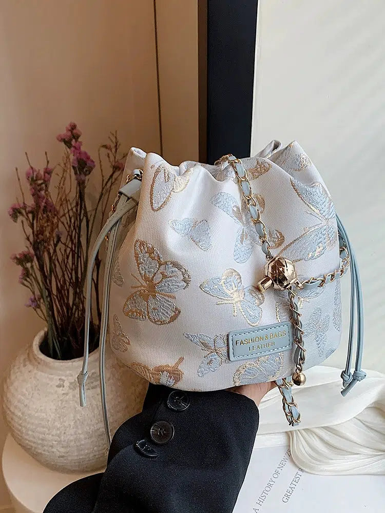 Butterfly Pattern Chain Strap Bucket Bag