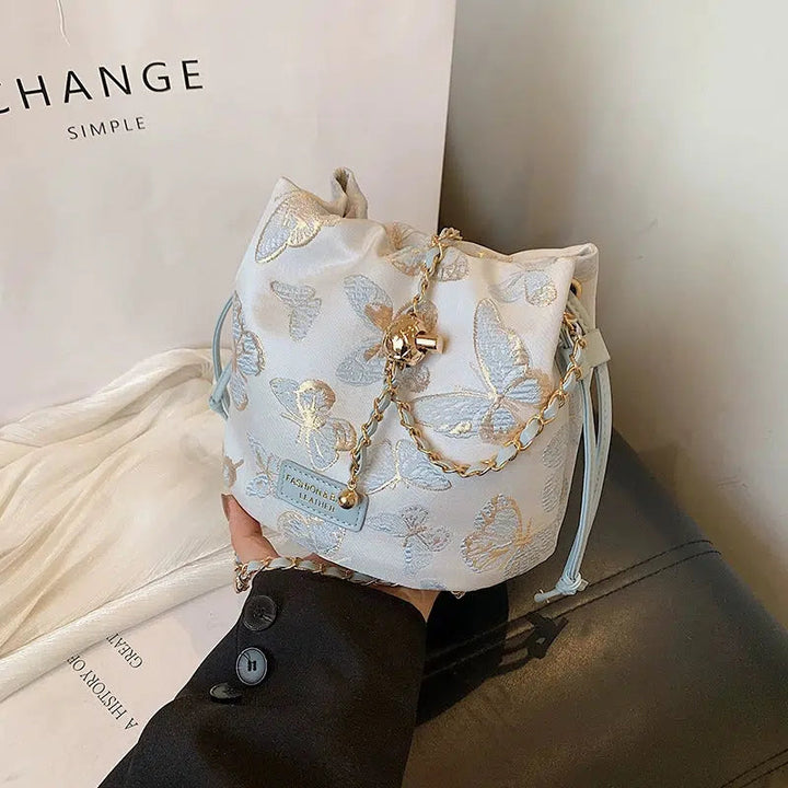 Butterfly Pattern Chain Strap Bucket Bag