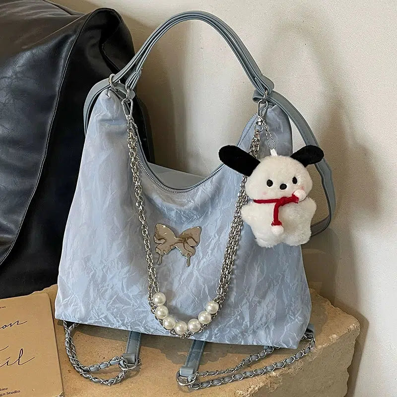 Butterfly Pearl Chain Decoration Tote Bag