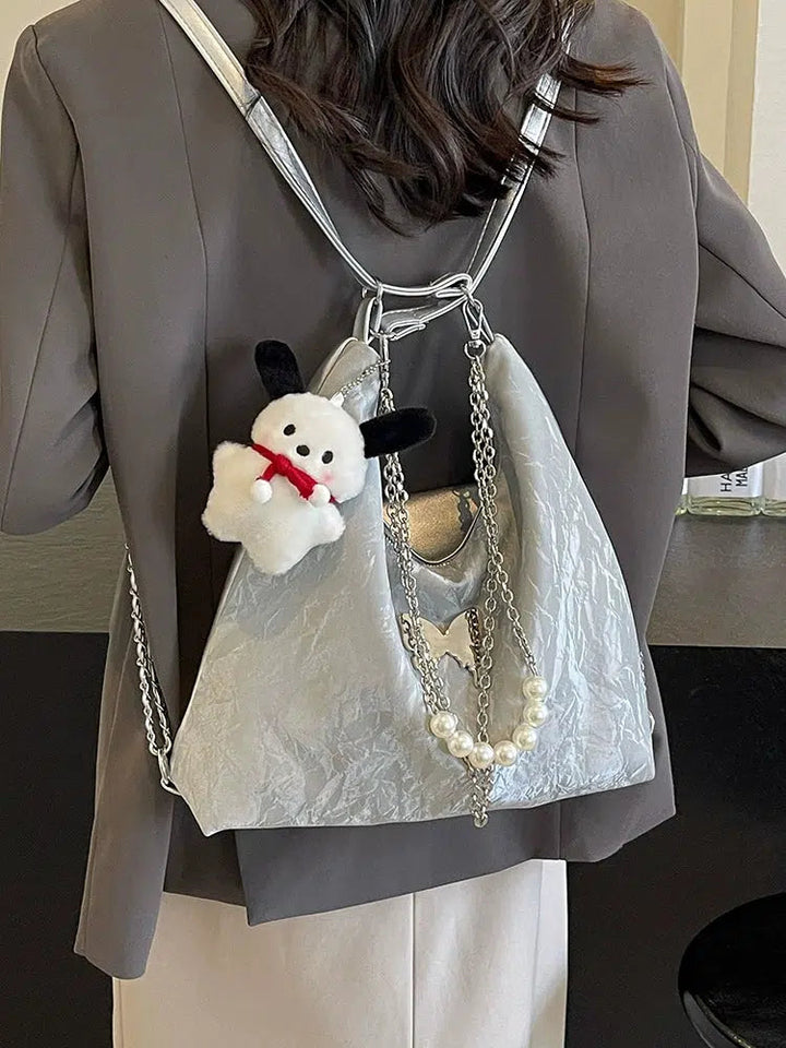 Butterfly Pearl Chain Decoration Tote Bag