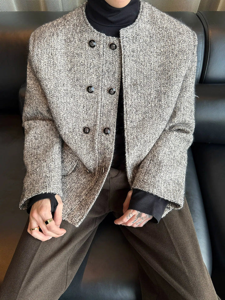 Button Closure Classic Textured Jacket