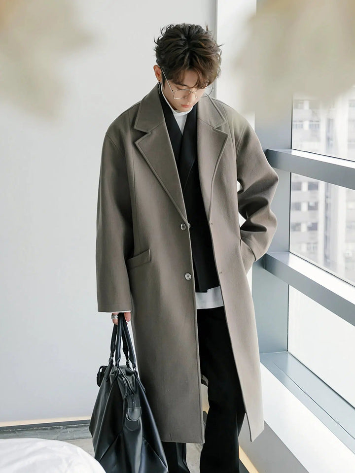 Button Closure Classic Wool Coat