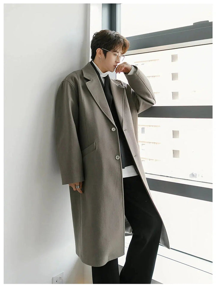 Button Closure Classic Wool Coat