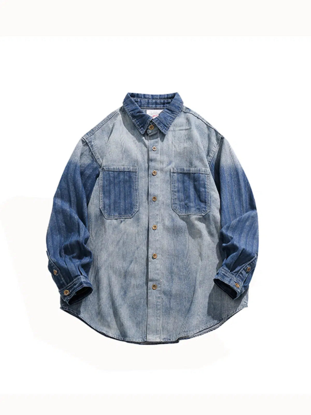 Button Closure Gradient Denim Shirt