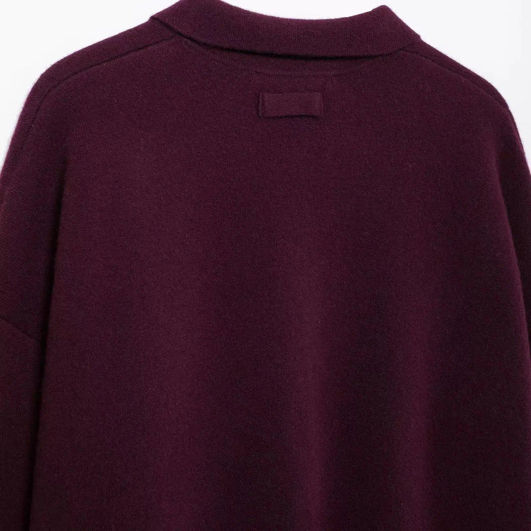 Button Front Collared Knit Sweater