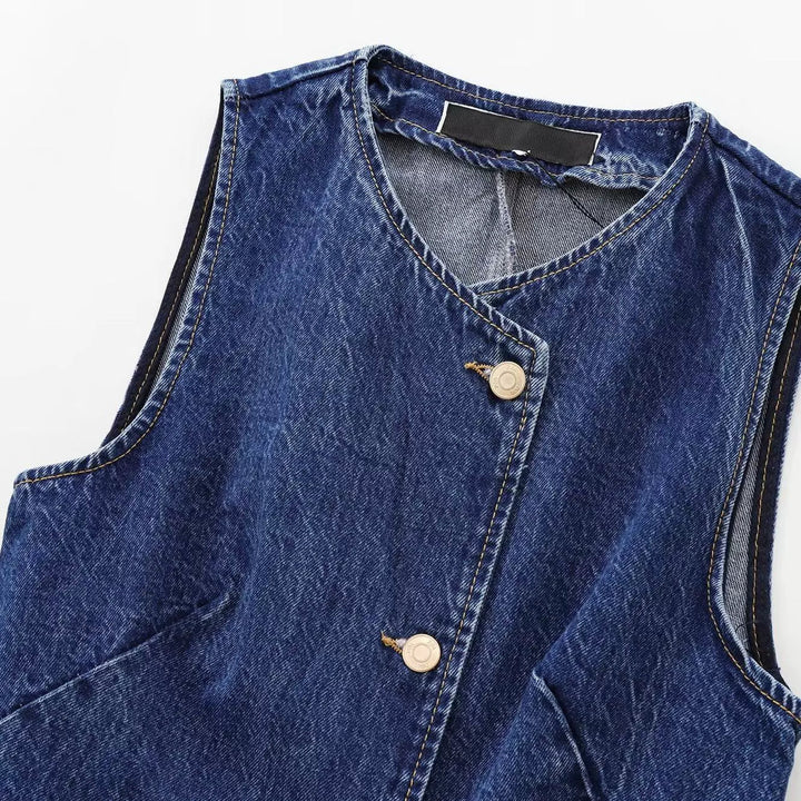 Button-Front Denim Vest