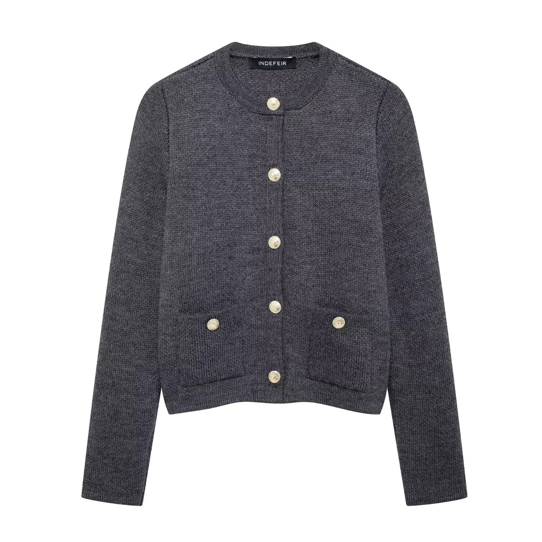 Button-Front Knit Cardigan