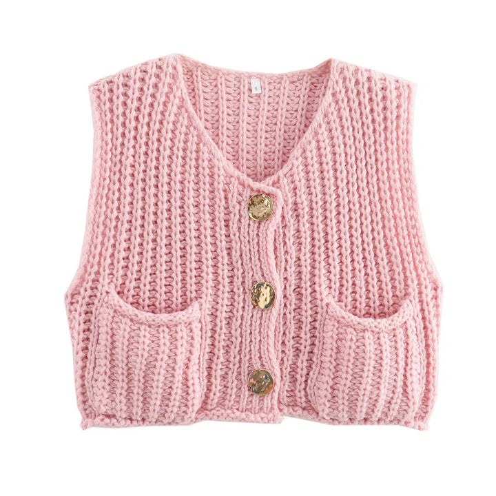 Button Front Knitwear Vest