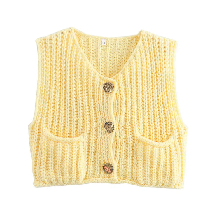 Button Front Knitwear Vest