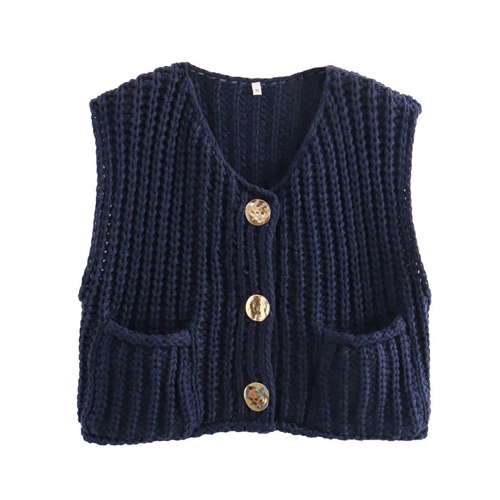 Button Front Knitwear Vest