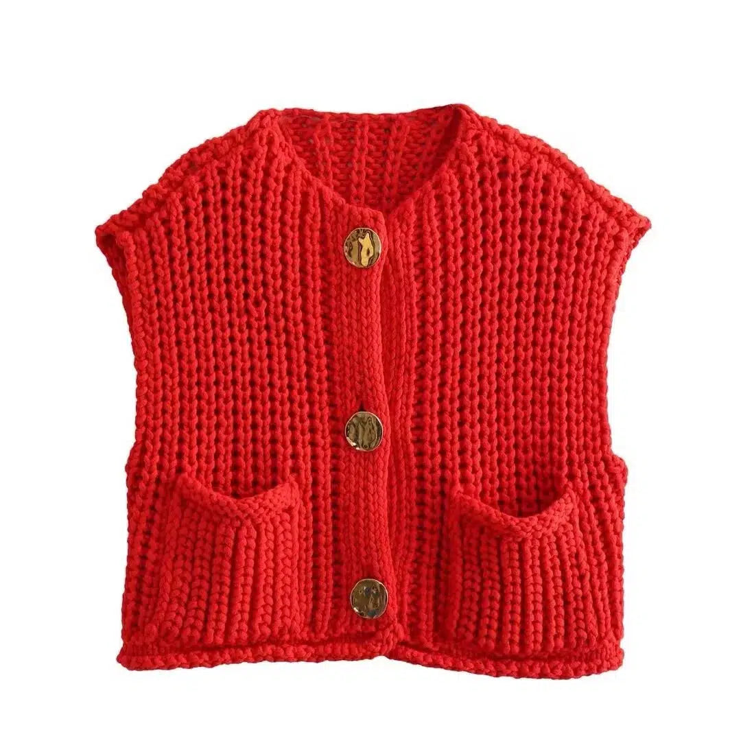 Button Front Knitwear Vest