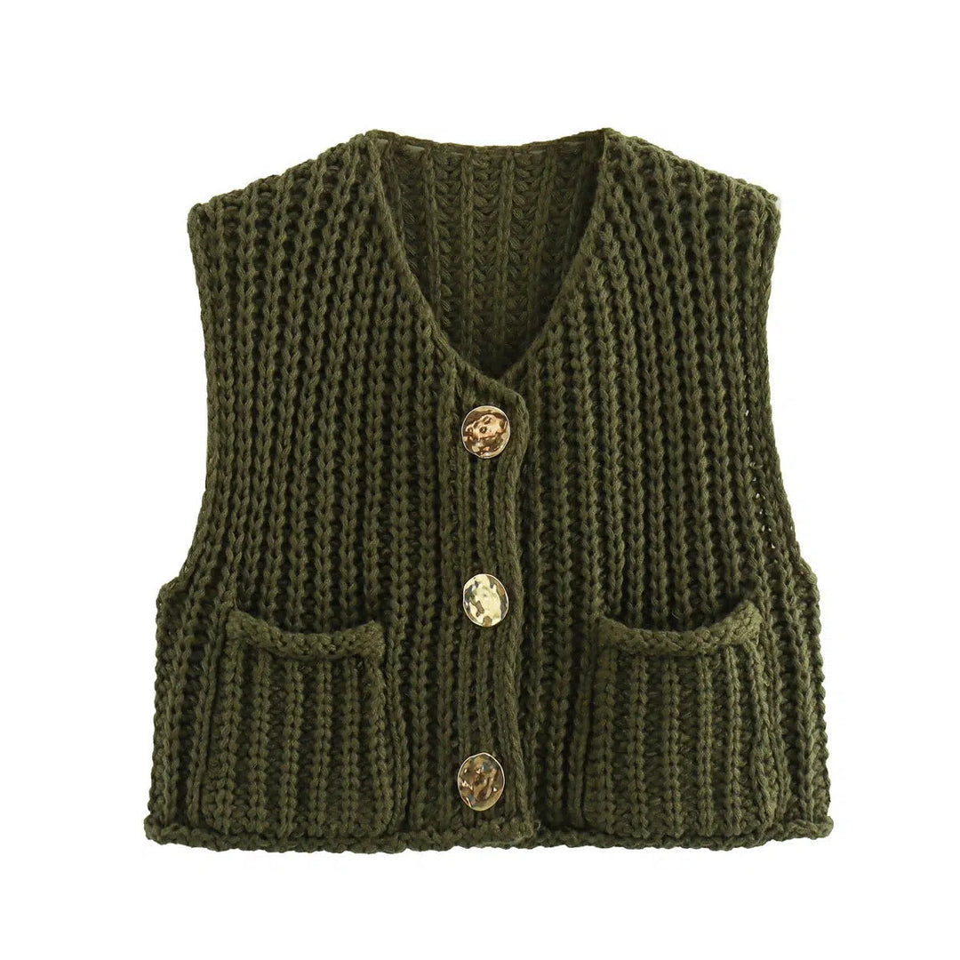 Button Front Knitwear Vest