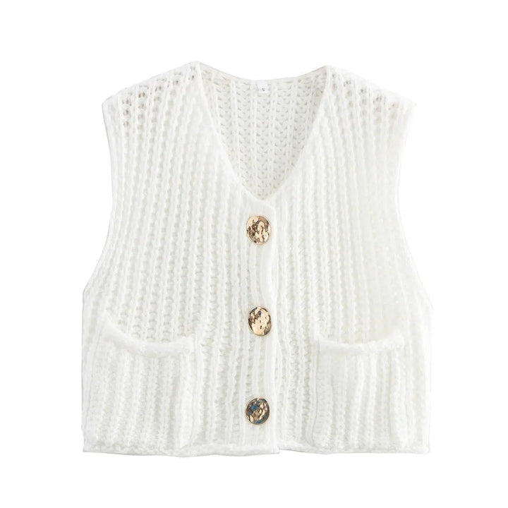 Button Front Knitwear Vest