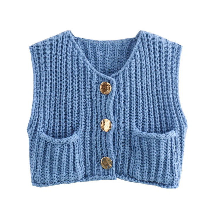 Button Front Knitwear Vest