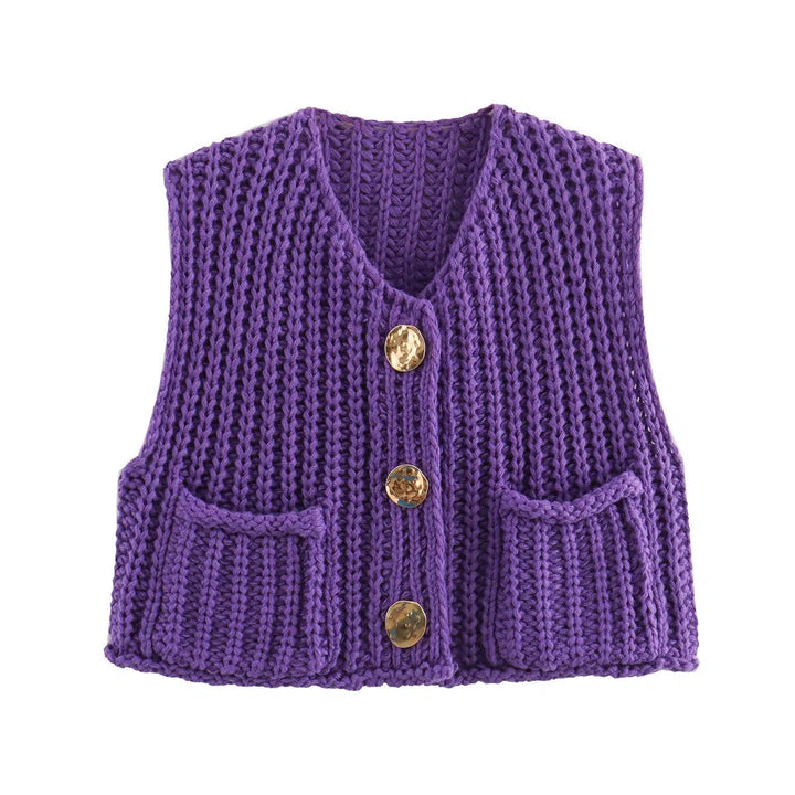 Button Front Knitwear Vest