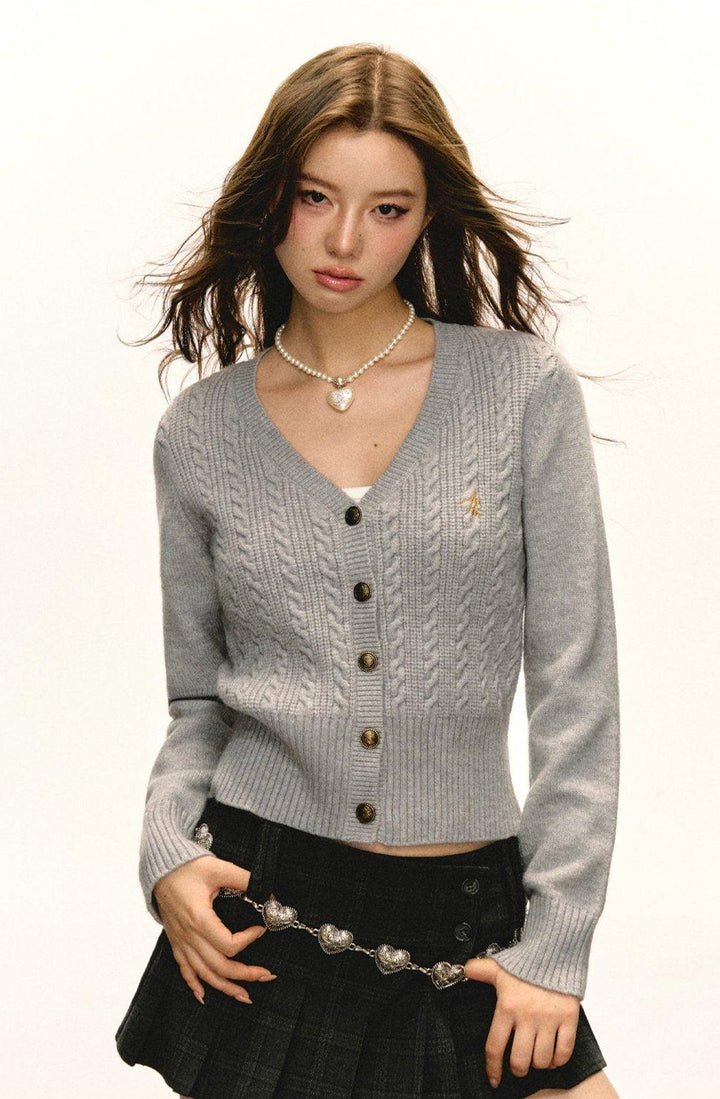 Button Trim Cozy Knit Cardigan