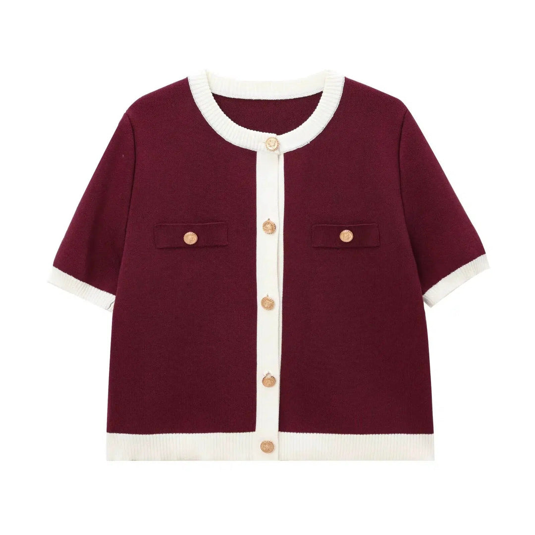 Button-Up Short Sleeve Knit Top