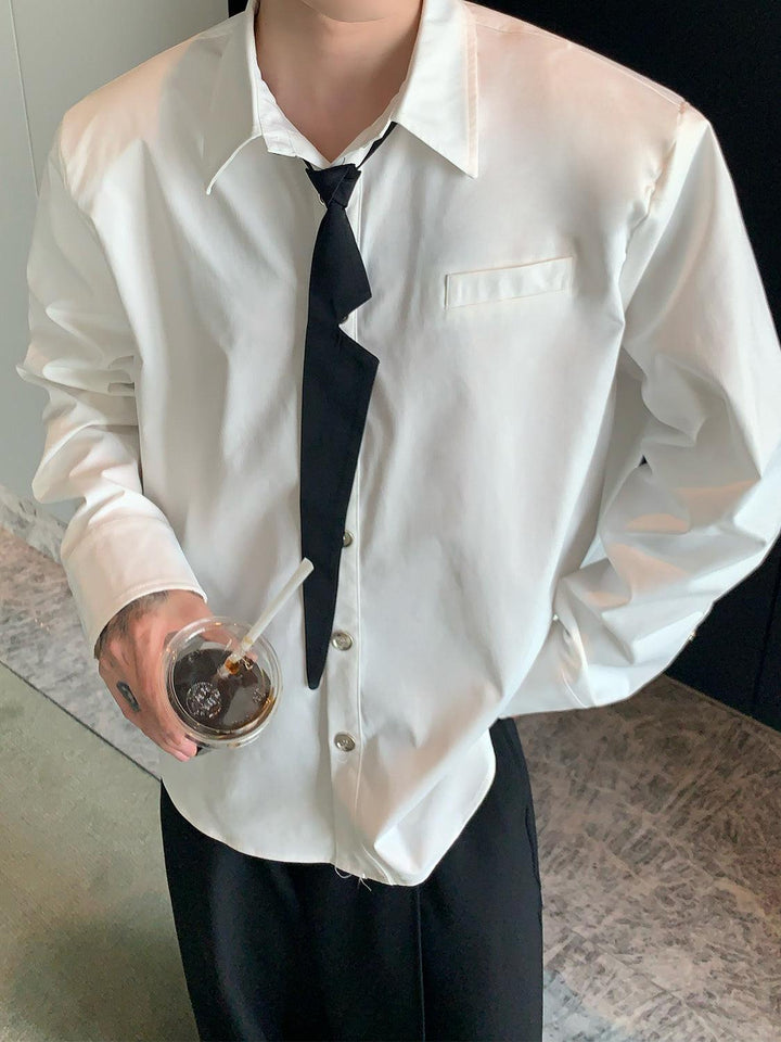 Button-down Long-sleeved Shirt (with tie)