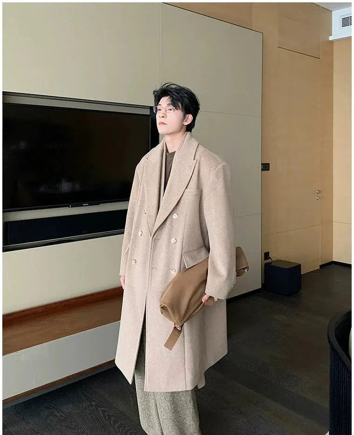 Buttoned Cuffs Long Wool Coat