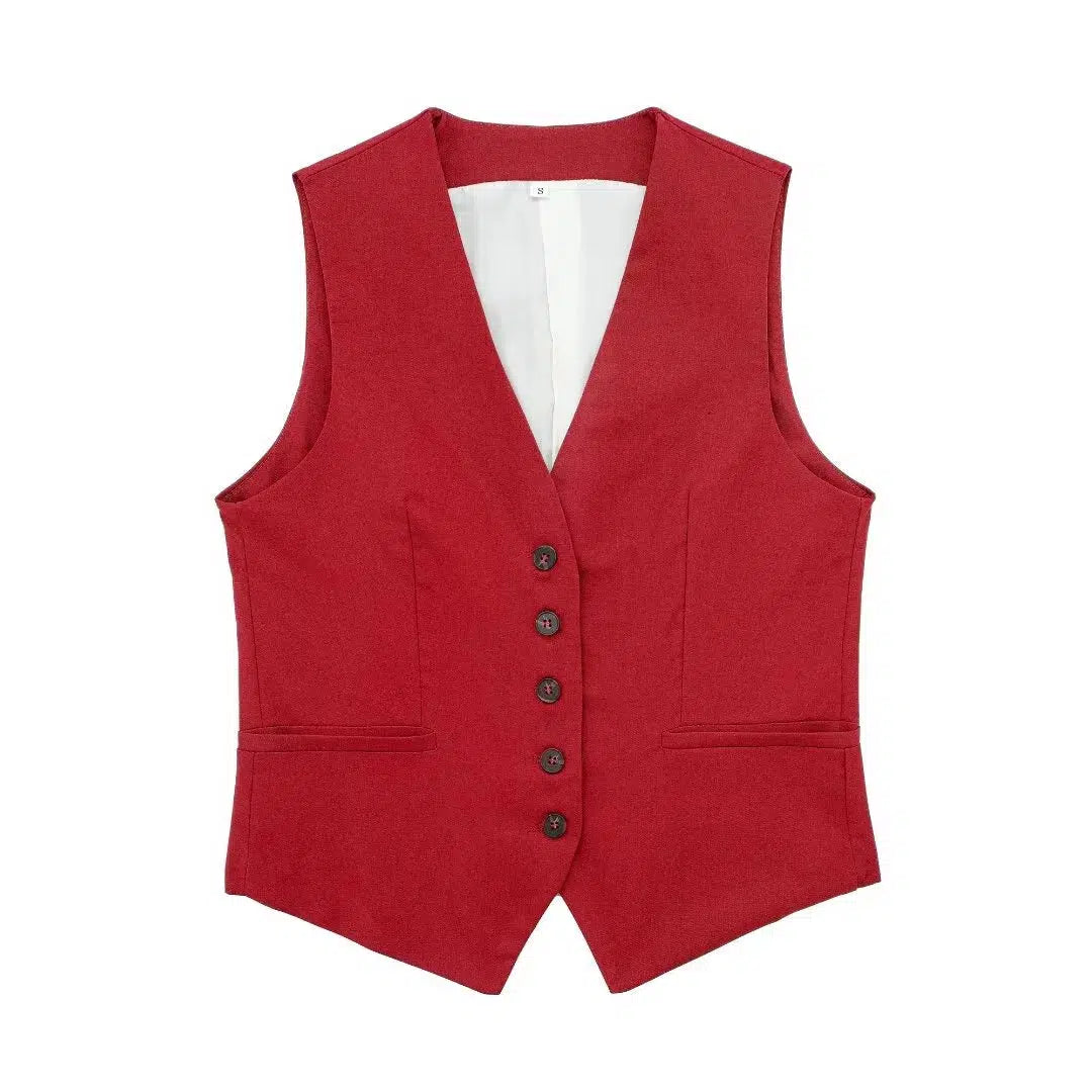 Buttons Vest and Shorts Fashion Suit