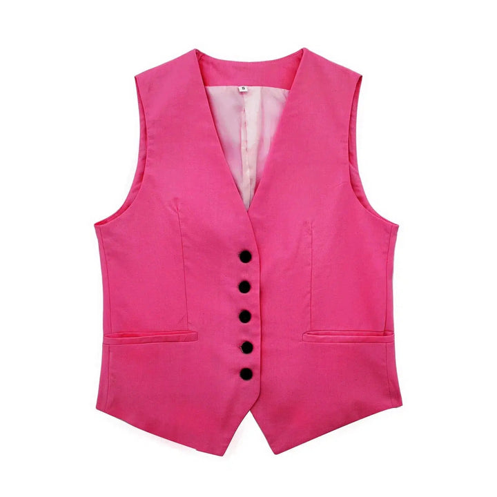 Buttons Vest and Shorts Fashion Suit