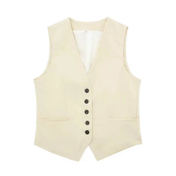 Buttons Vest and Shorts Fashion Suit