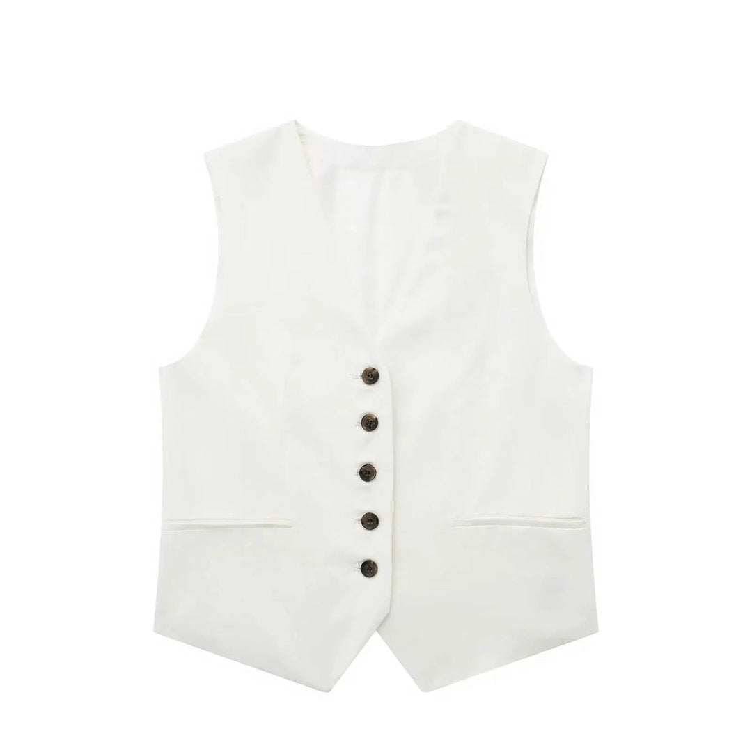 Buttons Vest and Shorts Fashion Suit