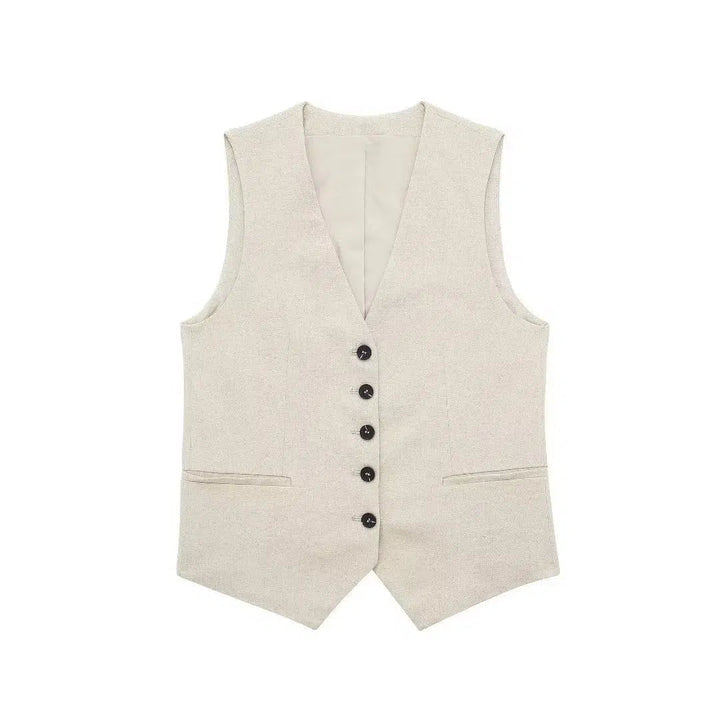 Buttons Vest and Shorts Fashion Suit