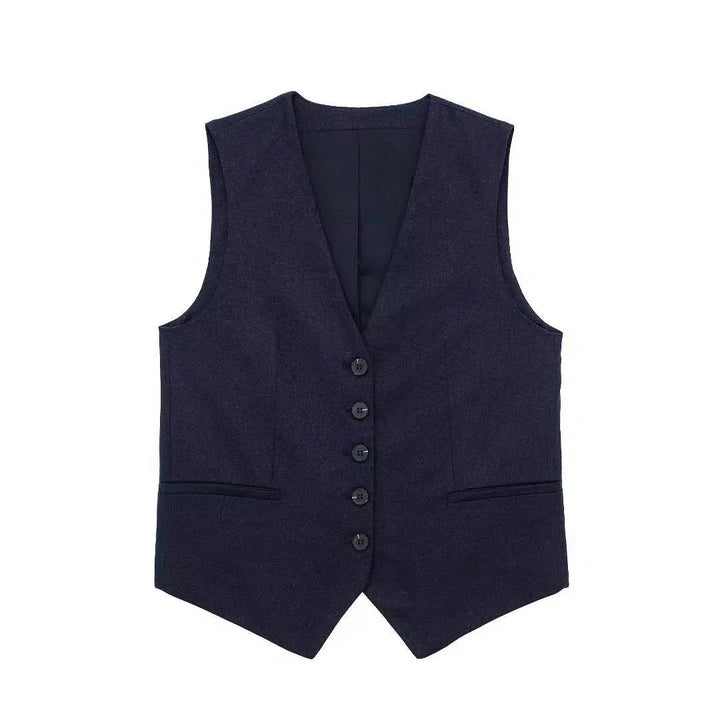 Buttons Vest and Shorts Fashion Suit