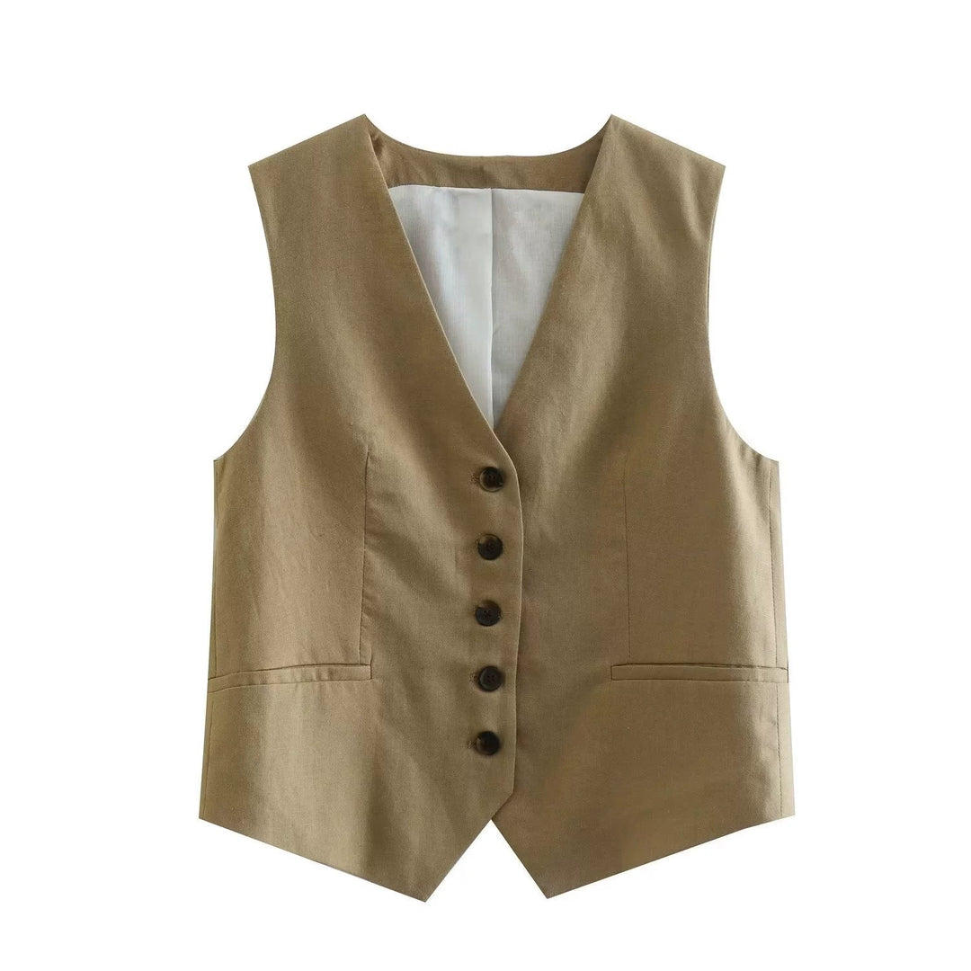 Buttons Vest and Shorts Fashion Suit