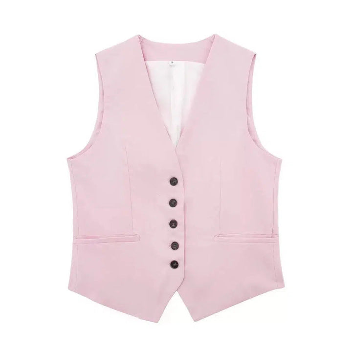 Buttons Vest and Shorts Fashion Suit