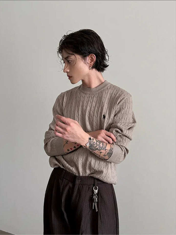 Cable Knit Crewneck Sweater