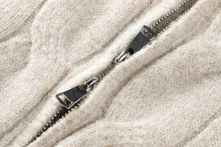 Cable Knit Full-Zip Sweater