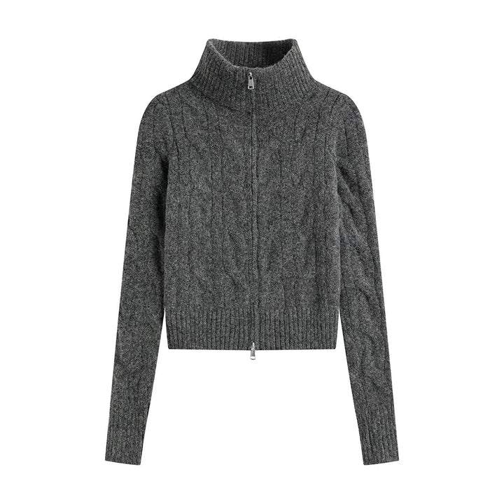 Cable Knit Full-Zip Sweater