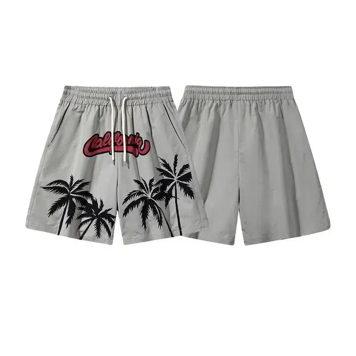 California Palm Tree Print Casual Shorts