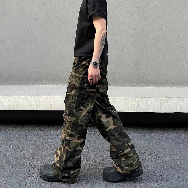 Camouflage Straight-leg Cargo Pants