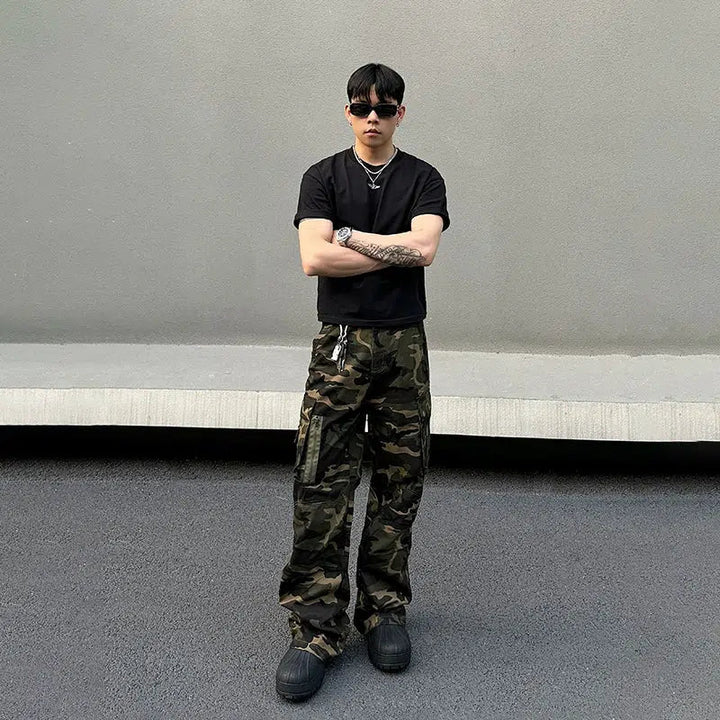 Camouflage Straight-leg Cargo Pants