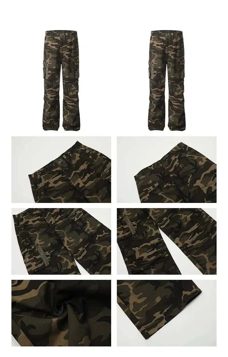 Camouflage Straight-leg Cargo Pants